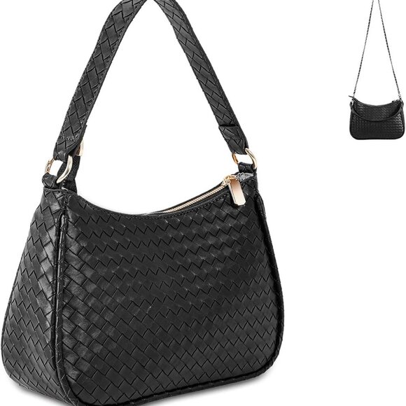 Woven Shoulder Bag for Women Gifts Detachable Strap Vegan Leather Hobo Handbag P - Picture 1 of 7